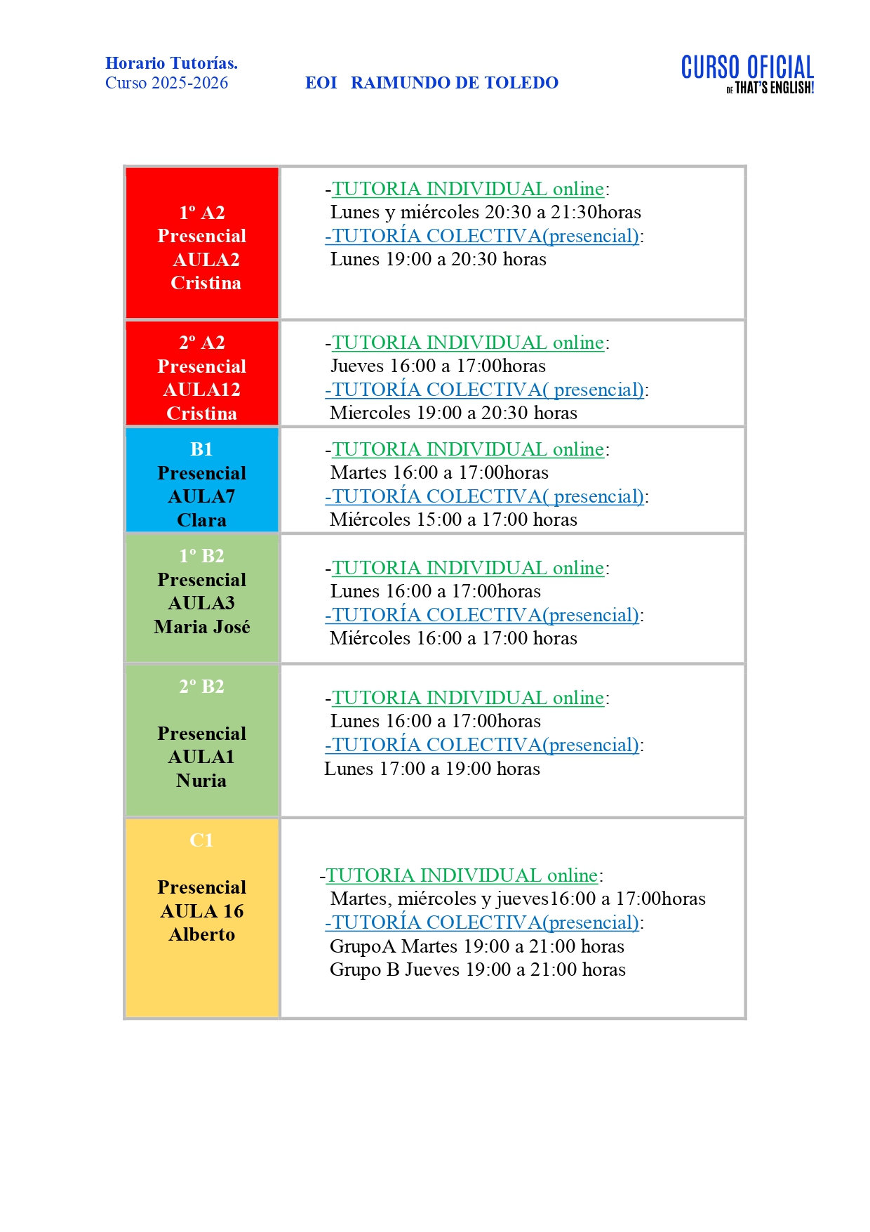 TUTORIAS THAT&acute;S ENGLISH 2025 2026 rectificado aula y A1 tutoria individual 1 page 0001 - MATR&Iacute;CULA DE INGL&Eacute;S A DISTANCIA ABIERTA hasta el 28 de noviembre