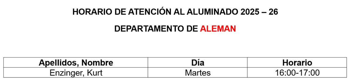 ALE Tutorias - Horarios de Atenci&oacute;n