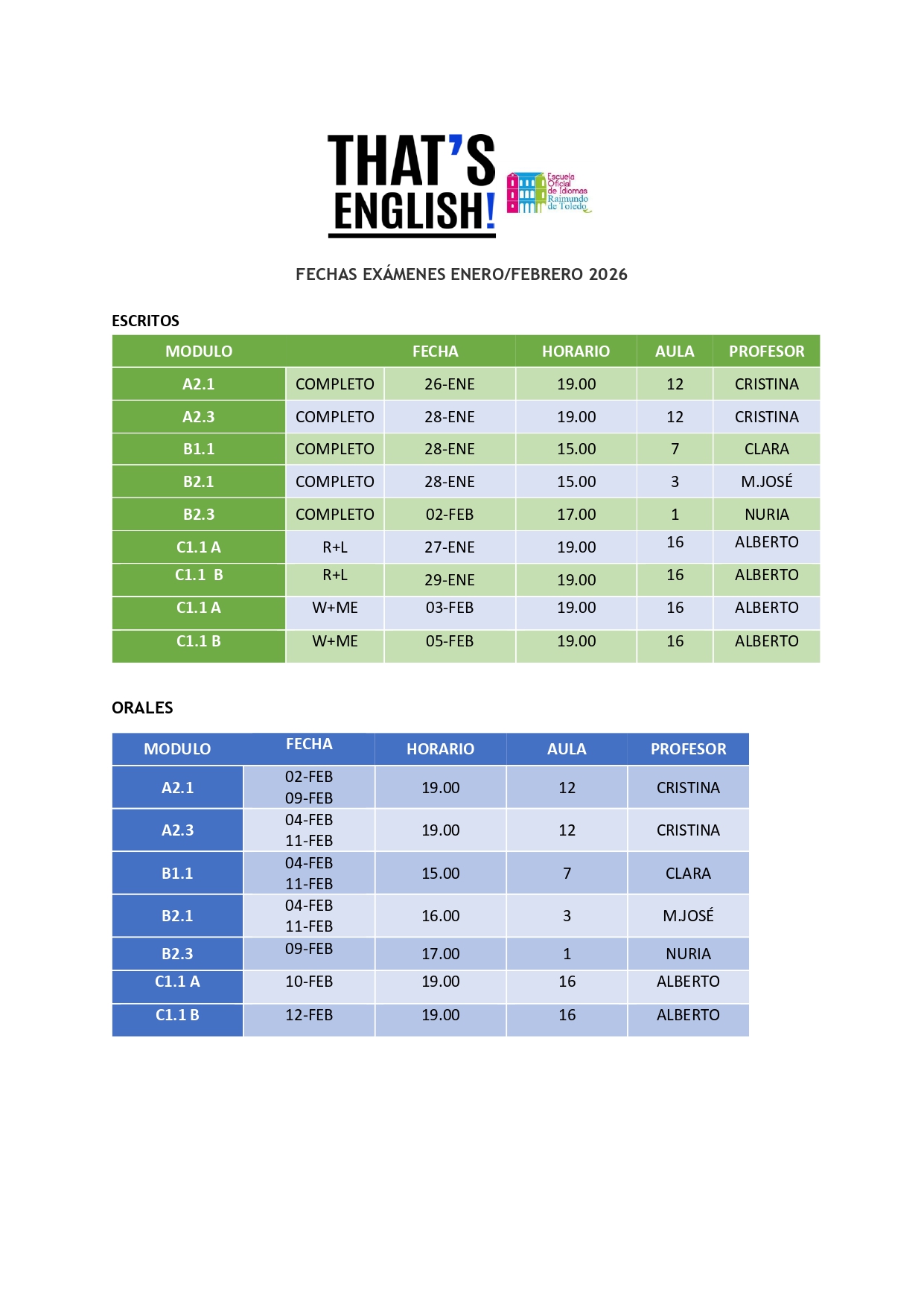 FECHA DE EXAMENES CONVOCATORIA ENERO FEBRERO 2025 1 1 page 0001 1 - Ex&aacute;menes fin de m&oacute;dulo That's English! enero / febrero 2026